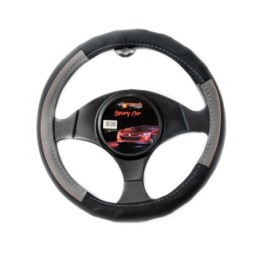 Supernova Δερμάτινο Κάλυμμα Τιμονιού 36-37cm ΜαύροΓκρι